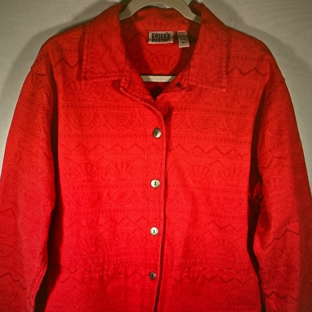 Pendleton Vibrant Red Textured Button-Front Jacket
